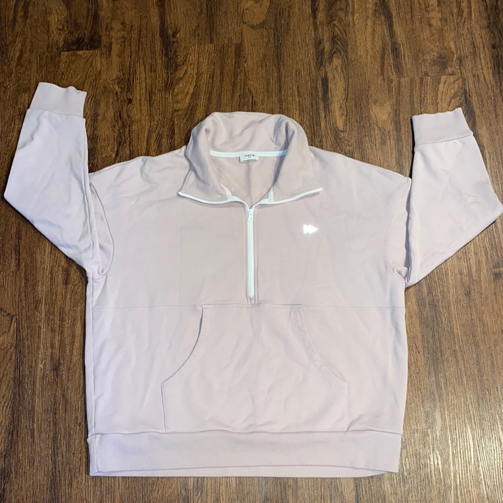 Yvette Half Zip Blush Pink Pullover Sweatshirt, Women’s Plus Size 14